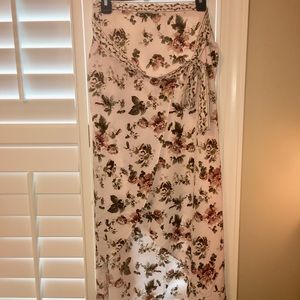 Pale Pink Floral Wrap-Around Skirt!